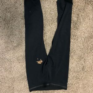 black nike air leggings with rose gold lettering
